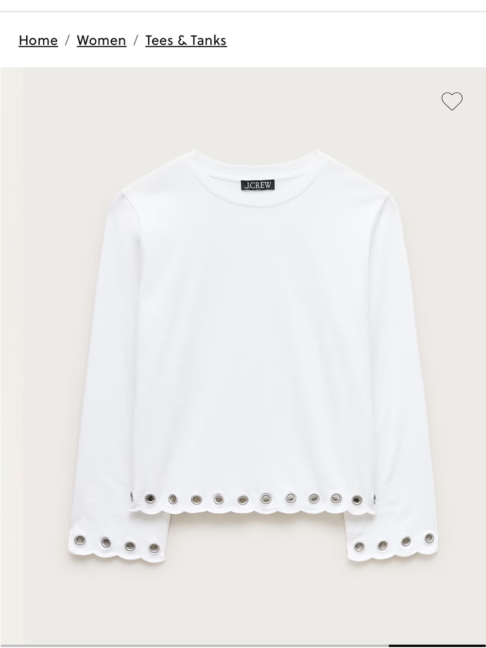 JCrew Boyfriend Jersey Relaxed Long-sleeve T-shirt with Grommets NWT SZ Medium - Picture 5 of 7